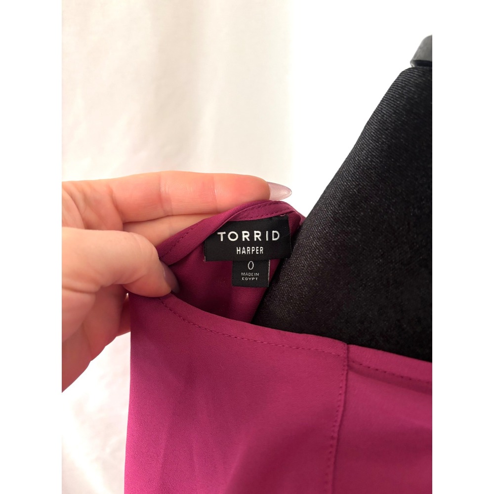 Torrid Harper Pink Blouse V-Neck Long Sleeve Size 0 - Picture 4 of 4